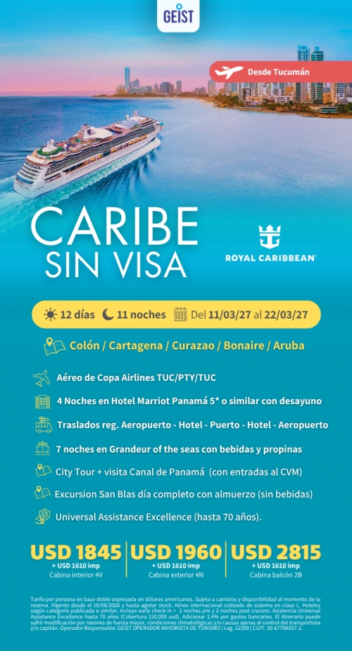 Caribe sin visa desde TUC